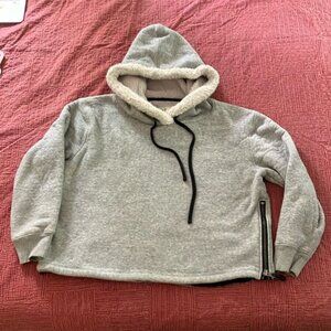 Dylan xl Heather Gray Cropped fleece lined Sweater with Hood and side zips